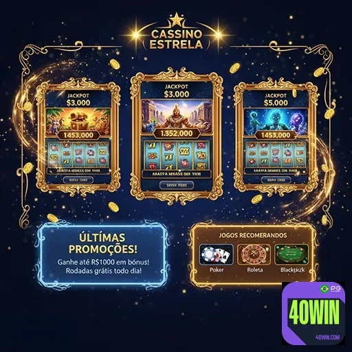 Imagem do site 40win mostrando a página inicial, destacando soluções de jogos e apostas com a marca 40win.